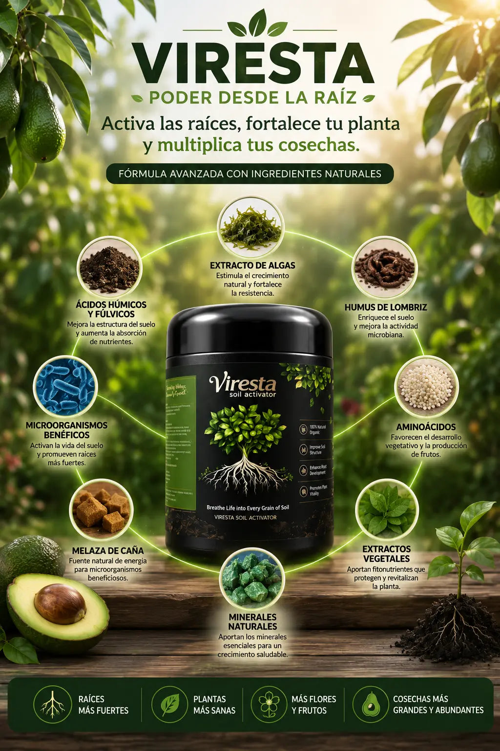Viresta® – Bioestimulante para Plantas | Activa las Raíces y Revitaliza el Suelo